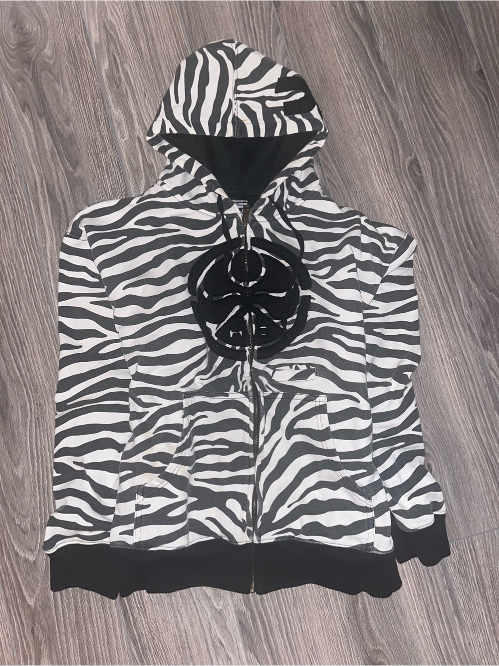 Vintage oversized Zebra print zip-up hoodie